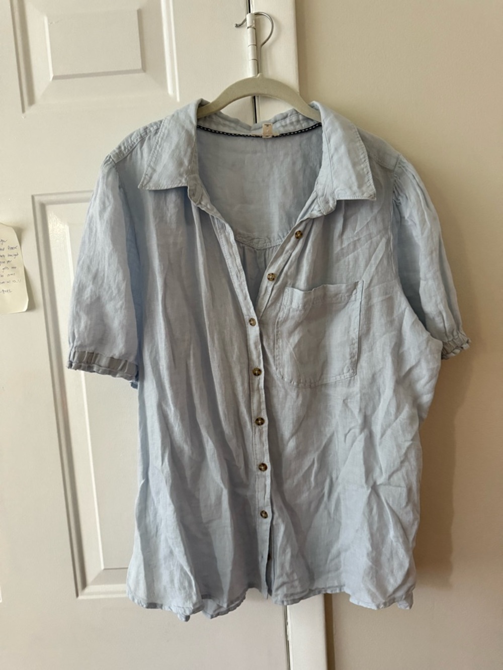 100% linen button up top